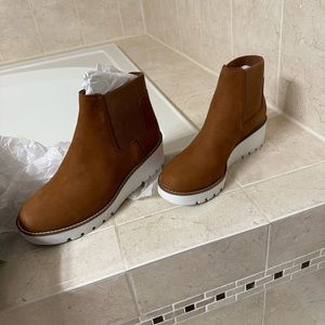 Eileen Fisher boots. Brand new. Cognac, tumbled nubuck, women’s size 7.